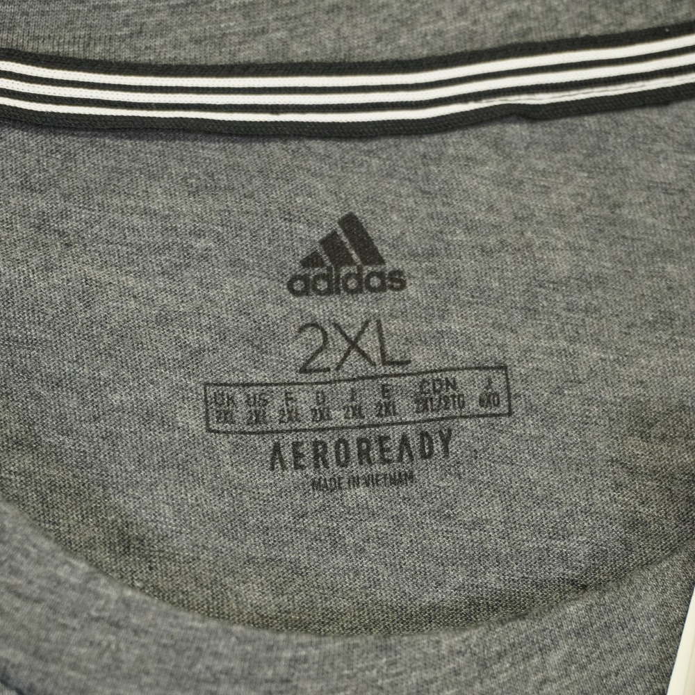 NEW Adidas T-Shirt Mens 2XL Grey 3-Stripe Aeroready Short Sleeve Tee Training - Picture 7 of 11